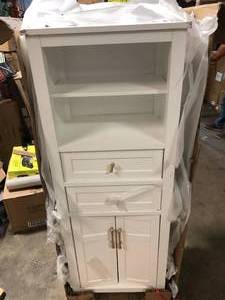 Home Decorators Collection Sturgess 23 in. W x 16 in. D x 62 in. H White Linen Cabinet Damaged  Customer Returns See Pictures