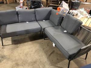 Hampton Bay Tolston 3-Piece Wicker Outdoor Patio Sectional Set with Charcoal Cushions   Customer Returns See Pictures