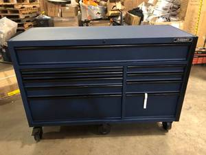 Husky  64.76 in. W x 27.6 in. D x 33.6 in. H Heavy Duty 10-Drawers Chest in Matte Blue   Customer Returns See Pictures