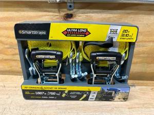 lot 61 image: SMARTSTRAPS Pack of 2- 20 ft Commercial Ratchet Tie Downs