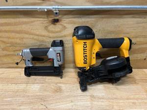 lot 77 image: BOSTITCH Coil Roofing Nailer RN46-1 and PORTER CABLE PIN138 1-38 (23 Ga.) Finish Nailer