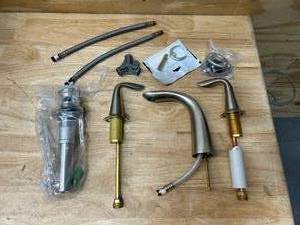 lot 47 image: KOHLER 640242 Widespread Lavatory Faucet, One Size, Vibrant Brushed Nickel