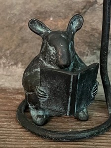 lot 39 image: Metal Mouse Candle Holder and Coordinating Figurine