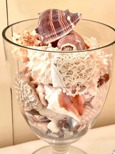 lot 172 image: Glass Lidded Vase Full of Beautiful Seashells