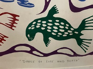 lot 10 image: Vintage Framed Inuit Art Dance of Life and Death by Abraham Apakark Anghik