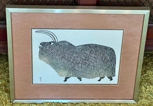 lot 16 image: Vintage Framed Japanese Animal Color Lithograph