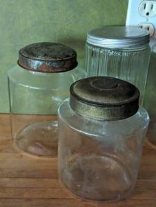lot 133 image: Antique Glass Jars including Antique Mercantile and Hoosier Jars