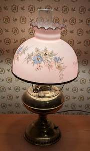 lot 87 image: Pink Painted Hurricane Lamp