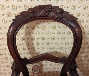 lot 93 image: Antique Victorian Carved Wood and Needlepoint Side Chair