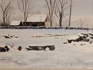 lot 95 image: Framed Scenic Winter Painting
