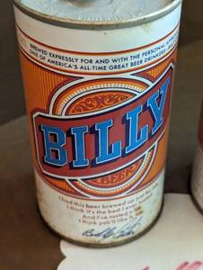 lot 116 image: Billy Beer Cans and Autographed Napkin