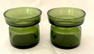 lot 17 image: Pair of Green Glass Dansk Candle Holders