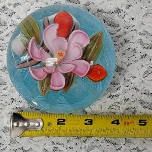 lot 86 image: Art Glass Blooming Lily Glass Paperweight