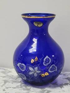 lot 101 image: Czech Cobalt Blue Bohemian Vase