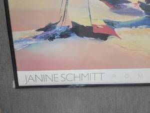 lot 118 image: Janine Schmitt Framed Poster from Romm Art Editions  Sailboat Beach