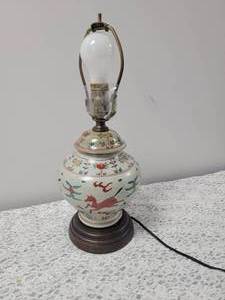 lot 119 image: Asian Horse Ginger Jar Table Lamp