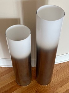 lot 73 image: Two Tall Glass Vases  Decorative Cylinders