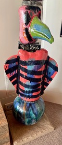 lot 11 image: Whimsical and Fun Totem Pole Art Sculpture by Russ Vogt