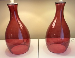 lot 69 image: Pair of Lovely Colored Glass Table Lamps