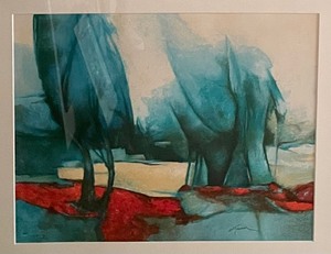 lot 71 image: Les grands arbres Framed print by Claude Gaveau