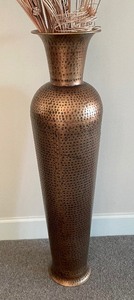 lot 73A image: Magnificient Large Metal Vase with Dried Foliage