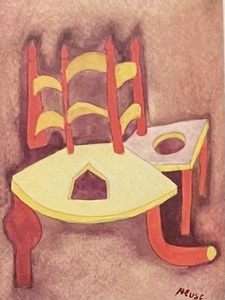 lot 82 image: Thrice Backed Chair Framed Original Watercolor by Jon Neuse
