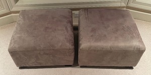 lot 86 image: Pair of Neutral Colored Upholstered Ottomans