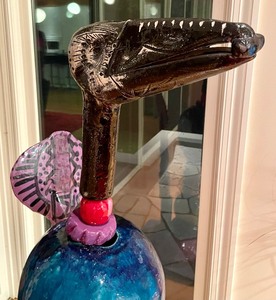lot 20A image: Vibrant, Colorful and Whimsical Bird Sculpture by Russ Vogt