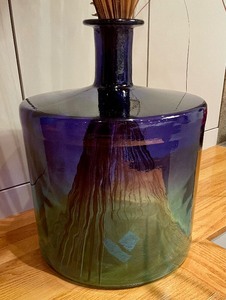 lot 87 image: Iridescent Glass Vase with Dried Foliage