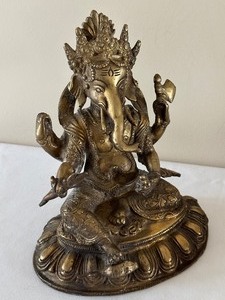 lot 118 image: Vintage Bronze Hindu Ganesha Elephant God Figurine  Leekung Ganesha Statue