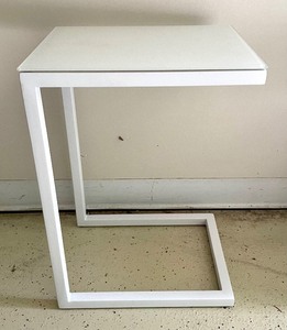 lot 140 image: White Glass Top Sofa Table