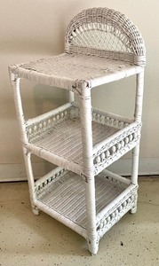 lot 141 image: Vintage White Wicker Shelf