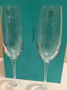 lot 27 image: Pair of Tiffany & Co Champagne  Win Stems with Box