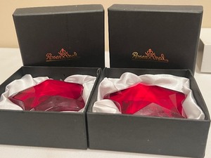 lot 203 image: Pair of Rosenthal Red Crystal Star Shaped Paperweights
