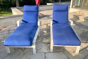 lot 230 image: Two Tropitone Loungers with Thick Cobalt Blue Cushions