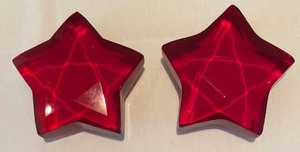 lot 281 image: Two Red Star Paperweights by Rosenthal