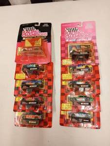lot 157 image: Racing Champions 164th Scale Die Cast Stock Cars With Collectors Cards And Display Stands,
