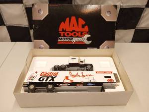 lot 296 image: Motorsports Authentics Mac Tools John Force Castrol Die Cast Hauler