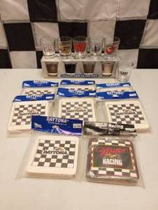 lot 425 image: Assorted Nascar Shot Glasses & Coasters