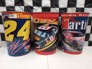 lot 1016 image: Nascar Racing Metal Trash Cans