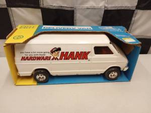 lot 1108 image: Vintage Ertl Pressed Steel Hardware Hank Delivery Van