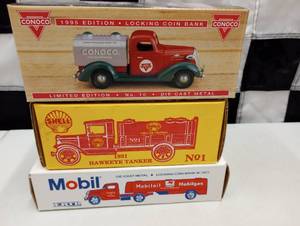 lot 1110 image: Conoco, Shell & Mobile Die Cast Coin Banks