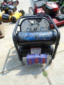 Dual tank air compessor on wheels. Tested & works. As shown.