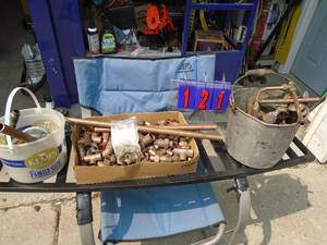 Qty of 4 pails of coppergalvanized & some brass. As shown.
