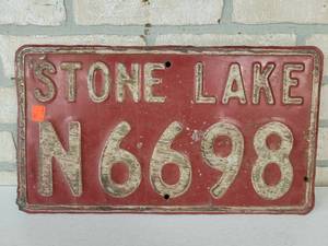Vintage Stone Lake Embossed Steel Fire Sign