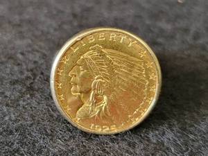 1925 Gold Indian Head US Quarter Dollar in 10K Gold Ring
