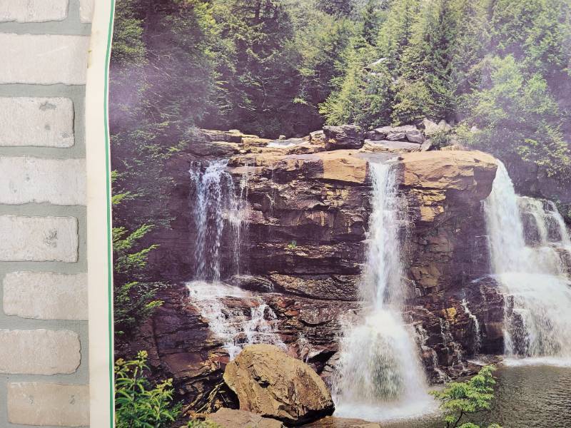 lot 411 image: 1968 Schells Beer Wall Calendar Top - New Ulm, MN - Approx. 29 x 27 - Features Forest Falls Color Photo T. P. Lake