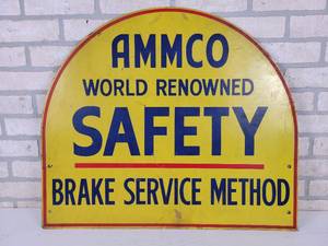 lot 282 image: Vintage AMMCO Brake Service Sign - Hardboard