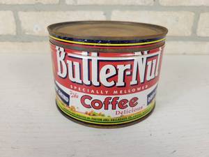 lot 294 image: Vintage Butter-Nut Coffee 1# Tin Can - Paxton & Gallagher Co. Omaha, NE