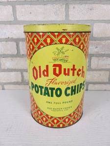 lot 359 image: Vintage Tin 1# OLD DUTCH Potato Chip Canister - Minneapolis, MN